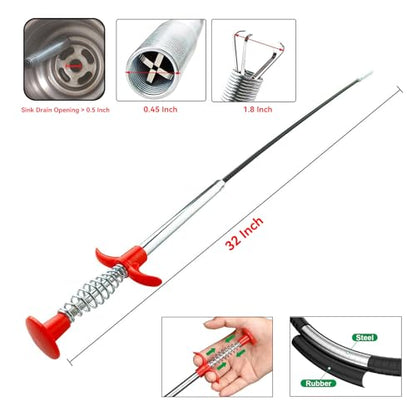 32-Inch Flexible Drain Hair Remover with 4-Claw Grabber for Sink and Shower - style: 32 IN