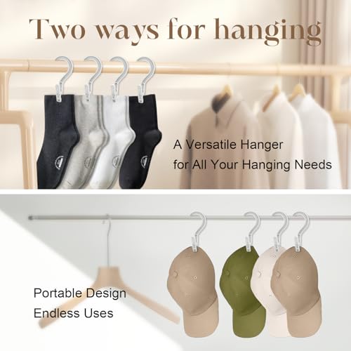18 Heavy-Duty Clothes Pegs with Hooks - White Multi-Purpose Clips