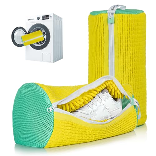 2Pcs Shoe Washing Machine Bag, Yellow Green - color: Bright yellow Green