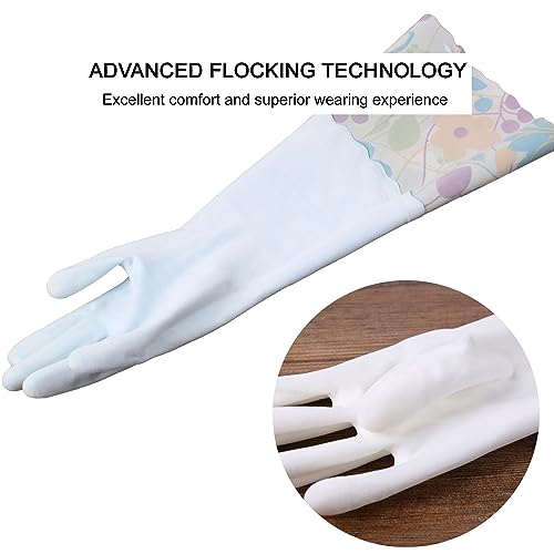 Bamllum 16-Inch Latex-Free Cleaning Gloves, Cotton Flocked Liner, Large - color: Blue+pink+white, size: Large