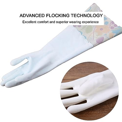 Bamllum 16-Inch Latex-Free Cleaning Gloves, Cotton Flocked Liner, Medium - color: Blue+pink+white, size: Medium