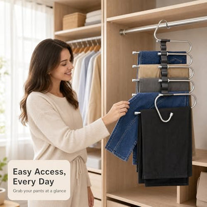 2 Pack Pants Hangers Space Saving - Closet Layers for Jeans Trousers Slacks