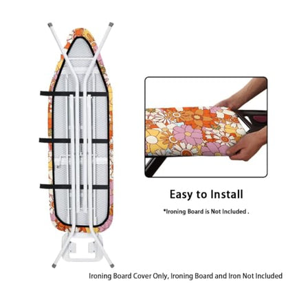 Home Ironing Board Cover, Heat Reflective Hippie Flower Ironing Board Cushion with Elastic Edge - color: Hippie Flower