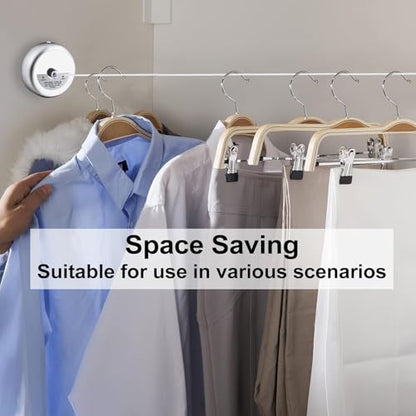 Retractable Clothesline 9.0 FT, 304 Stainless Steel Clothes Line Dryer with Heavy Duty Adjustable Stainless Steel Rope String for Hanging Drying Bathroom, Laundry, Hotel, Indoor & Outdoor
