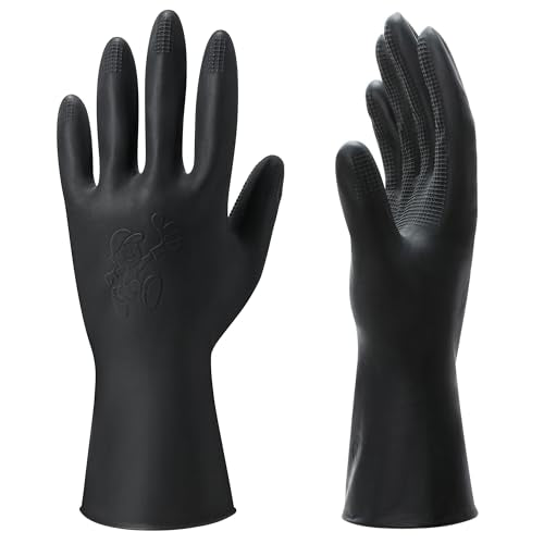 ThxToms 3 Pairs Hair Dye Gloves, Reusable Professional Hair Color Rubber Gloves for Home and Salon Black - size: Small