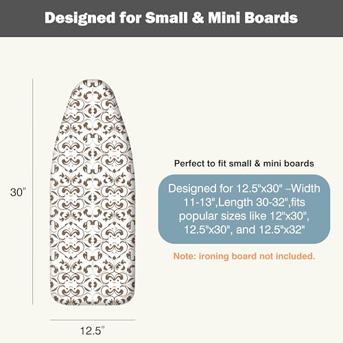 UniSimp Small Ironing Board Cover and Pad 12.5"x30" Small Iron Board Cover with Padding,Tabletop Mini Ironing Board Cover and Pad Small Size, Cotton Canvas, Heat Resistant, Drawstring Taupe - color: Taupe, size: 12.5" x 30"