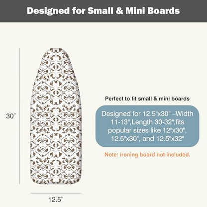 UniSimp Small Ironing Board Cover and Pad 12.5"x30" Small Iron Board Cover with Padding,Tabletop Mini Ironing Board Cover and Pad Small Size, Cotton Canvas, Heat Resistant, Drawstring Taupe - color: Taupe, size: 12.5" x 30"