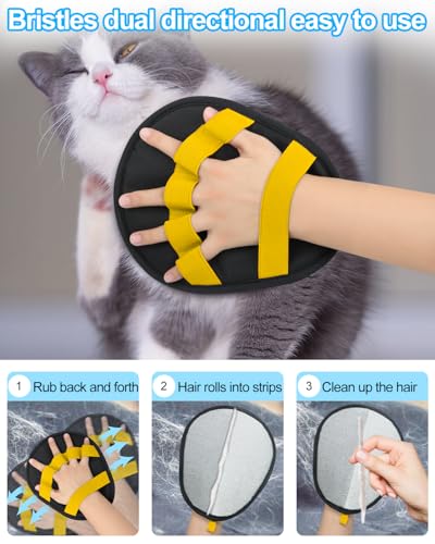 Pet Hair Removal Glove, Dog Cat Hair Mitt Glove,Yellow - color: Yellow