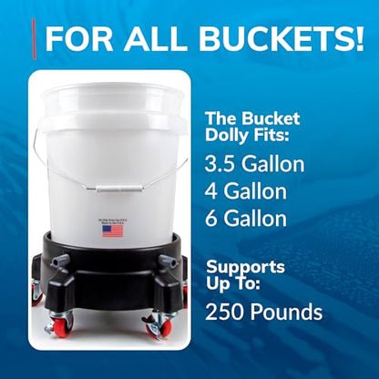 Grit Guard Bucket Dolly with Wheels - Rolling Detailing Wash Bucket with 5 Wheels and 2 Locking Casters Compatible with 2.5, 4, 5 and 6 Gallon Buckets (Green, 3" Grey Casters) - Made in the USA - color: Green, size: 3" Grey Casters