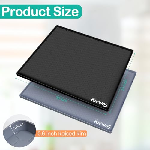 Silicone Under Sink Mat, 28"x22", Waterproof Cabinet Liner, Black - color: Black, size: 22"W x 28"L