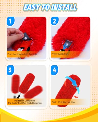KEEPOW 3 Pack Microfiber Reusable Duster Refills Compatible with OXO Duster - color: Red-3 Pack