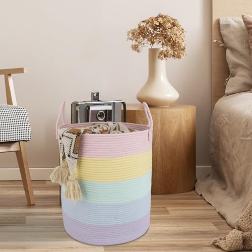 XUANGUO Rope Laundry Basket Hamper for Kids Girl, rainbow - color: rainbow, size: Regular