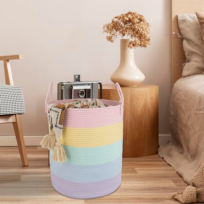 XUANGUO Rope Laundry Basket Hamper for Kids Girl, rainbow - color: rainbow, size: Regular