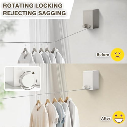 Retractable Clothesline, Clothes Line Retracting Indoor, Retractable Clothesline Indoor, Laundry Line Retractable, Not Sagging, Suitable for Balconies, Courtyards, Laundry Rooms - color: White