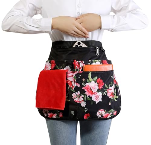 Bafelia Waterproof Server Apron for Women with 7 Pockets - color: Peony