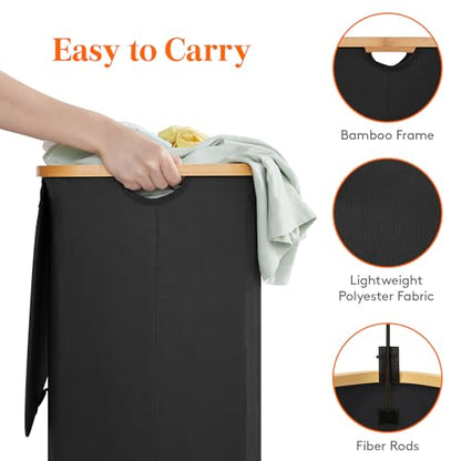 Lifewit 150L Large Laundry Basket with Lid, 2 Removable Bags, Black - color: Black, size: 150L