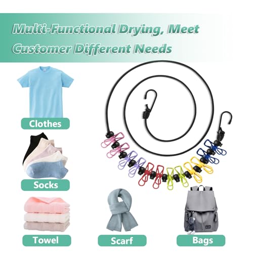 Magnetic Travel Clothesline for Cruise - Clothesline with 2 Magnetic Hooks