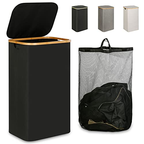 IEGrow Laundry Hamper with Lid,110L Laundry Basket with Mesh Bags,Black - color: Black, size: 110L