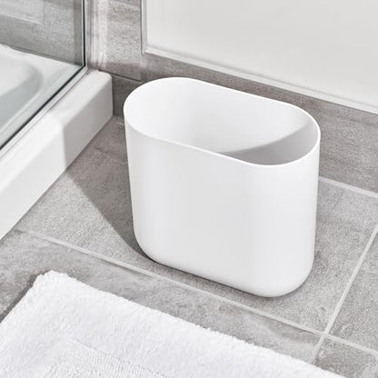 iDesign Small Slim Plastic Bathroom Trash Can, White - color: White, style: Pack of 1