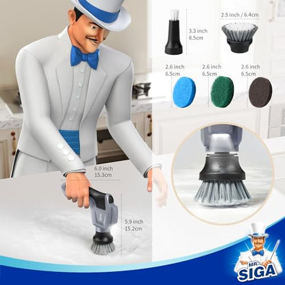 MR.SIGA Electric Spin Scrubber for Kitchen and Bathroom Cleaning