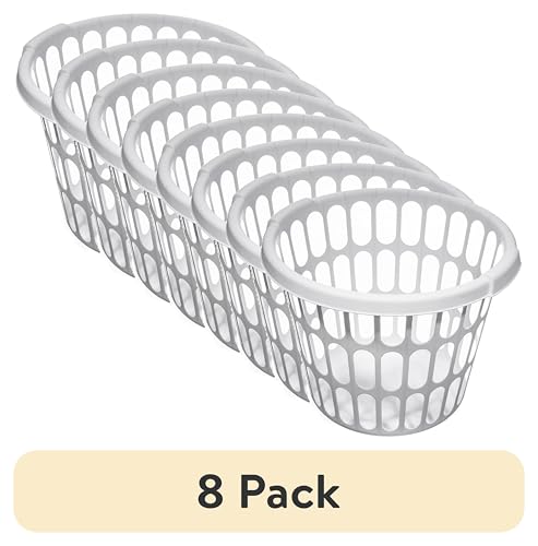 (8 pack) Adult 1-Bushel Round Laundry Basket, White