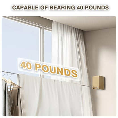 Retractable Clothesline, Retractable Clothesline Indoor, Laundry Line Retractable, Not Sagging, Suitable for Balconies, Courtyards, Laundry Rooms, RVs, Yachts, etc - color: Gold