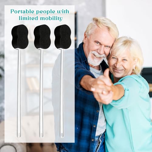 Long Handled Sponge 22.4'' Back Scrubber for Shower, Black - color: Black