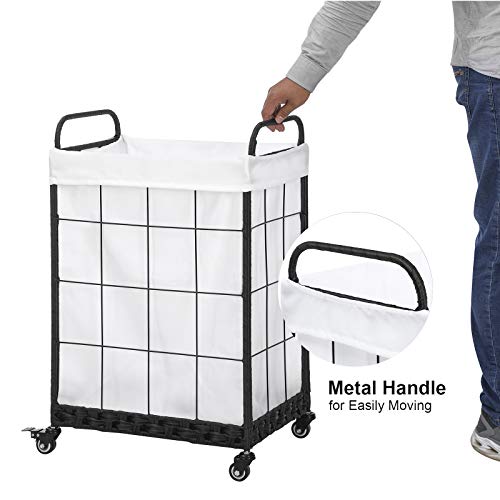 100L Laundry Hamper with Wheels, Heavy-Duty Laundry Basket