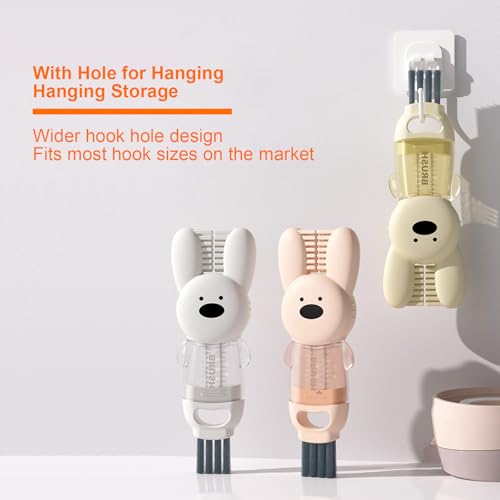 4 in 1 Cup Lid Cleaning Brush, Multifunctional Bottle Cleaning Brush, Cup Crevice Cleaning Tools, Easy to Clean and Storage, Cup Lid Gap Cleaner, Home Kitchen Cleaning Tools - 3Pcs - color: Pink