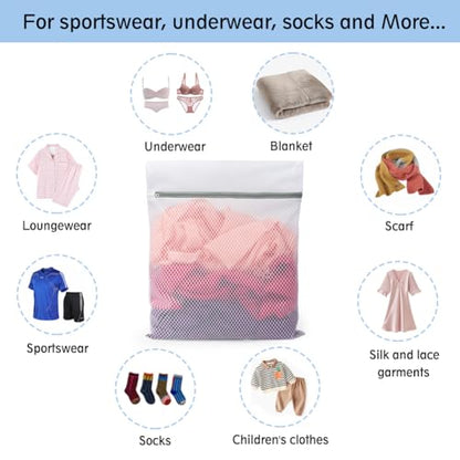 Vivifying Large Mesh Laundry Bags for Washing Machine, 3 Pack 20"x16" Honeycomb Mesh Zipper Wash Bags for Delicates, Sportswear, Underwear & Everyday Clothing, Reusable & Durable Laundry Organizer - size: 3L(16" x 20")