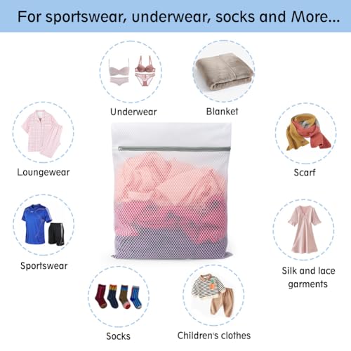 Vivifying Large Mesh Laundry Bags for Washing Machine, 3 Pack 20"x16" Honeycomb Mesh Zipper Wash Bags for Delicates, Sportswear, Underwear & Everyday Clothing, Reusable & Durable Laundry Organizer - size: 3L(16" x 20")