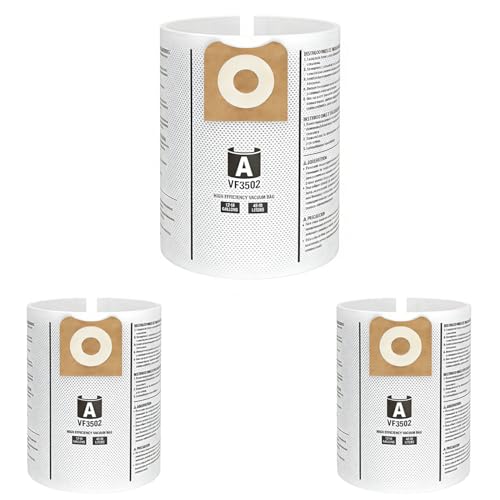 3 Pack VF3502 Replacement Bags for Rigid 12-16 Gallon Wet/Dry Vacuums - size: 3PK, style: High Performance