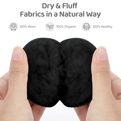 Wool Dryer Balls 6 Pack, Natural Fabric Softener, Dryer Balls Laundry Reusable, Reduces Clothing Wrinkles and Saves Drying Time (Black) - color: Black