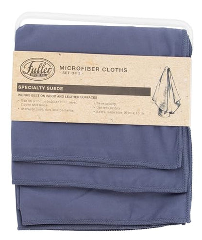 Fuller Brush 182 Specialty Suede Microfiber Cleaning Cloths – 3-Pack – Lint-Free, Non-Abrasive, Reusable & Machine Washable – for Wet or Dry Use on Glass, Wood, Leather & More