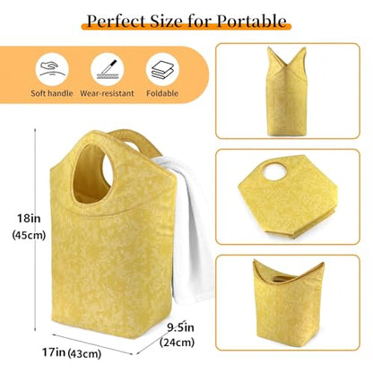 18x17x9.5" Laundry Hamper, Waterproof Fabric Small Laundry Tote - color: Earth Texture Yellow, size: 17"L x 9.5"W x 18"H