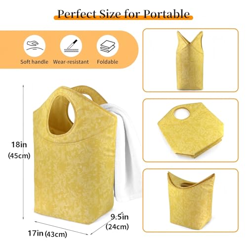 18x17x9.5" Laundry Hamper, Waterproof Fabric Small Laundry Tote - color: Earth Texture Yellow, size: 17"L x 9.5"W x 18"H