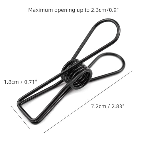 14 PCS Stainless Steel Large Black Clothes Pins, High Elasticity Strength Clothespins - Heavy Duty Multipurpose Metal Wire Chip Clips, 2.83 Inch for Laundry Home, Kitchen, Outdoor, Office - size: 2.83 Inch (7.2x1.8cm)-Black-14 PCS