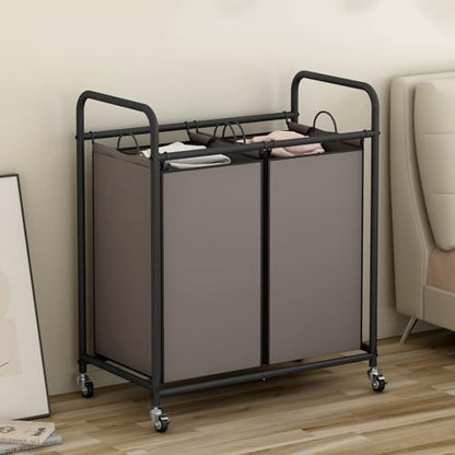 SUOERNUO Laundry Hamper with Lockable Wheels and 2 Removable Bags - color: Brown