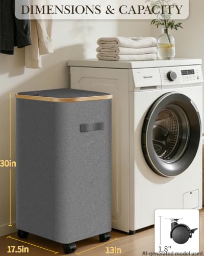 Laundry Basket with Wheels, 110L Large Rolling Laundry Hamper for Dorm - color: Gray, size: 110L