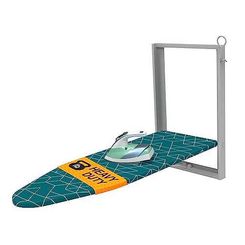 Xabitat Ironing Board 36.2" x 12.2" Wall Mounted Compact Fold Down - color: Green + Grey