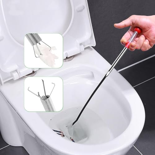 76 Inch Drain Snake Upgraded Ball Knob – Toilet Snake Flexible Grabber Claw for Clog Remover & Pick Up Items