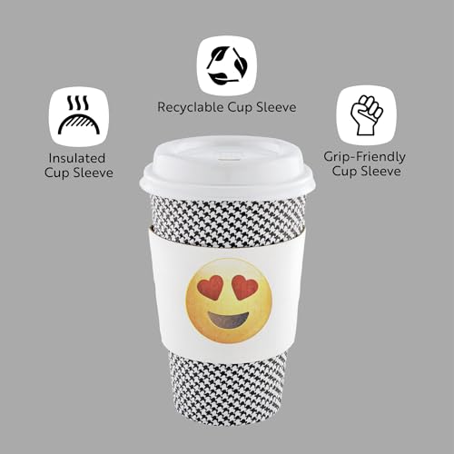 Restaurantware Coffee Cup Sleeves 50 Pack Fits 12, 16, 20 oz Coffee Cups Disposable Hot Drink Sleeves Secure Grip Heat-Resistant Jacket for Tea, and Beverages White - color: White, size: Heart Eyes