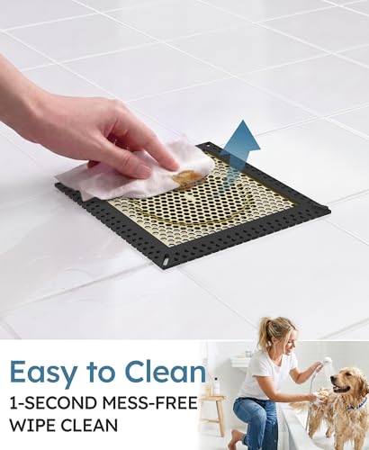 Square Shower Drain Hair Catcher, Anti-Clogging, 6 inch - color: Matte Black & Brushed Gold, size: 6 inch