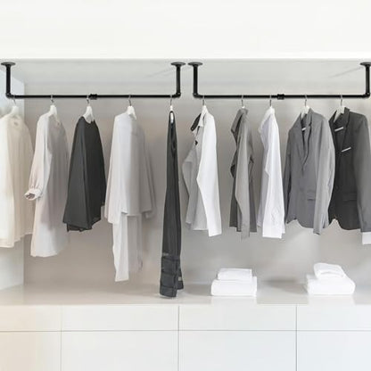 Industrial Pipe Clothes Rack Wall Mounted Clothing Rack Set of 2,38.2 Inches Heavy Duty Iron Garment Rail,Space-Saving Hanging Rod for Laundry Room,Bedroom,Closet Storage - size: 38.2 Inches