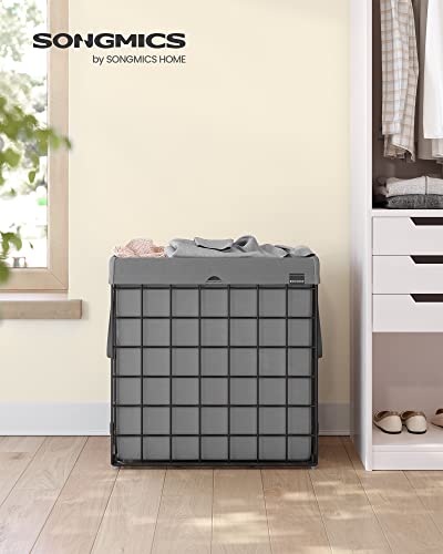 SONGMICS Laundry Hamper, Collapsible, 29 Gal. (110L) - color: Black + Gray, size: 110 L