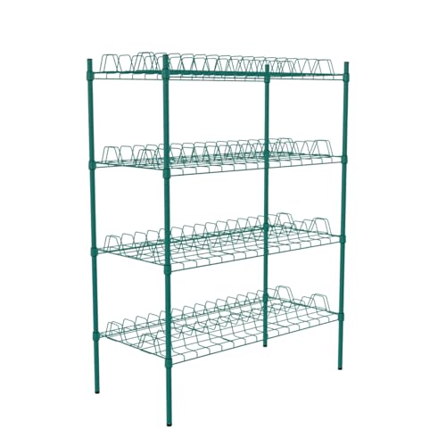 PRO&Family 24" x 48" Stationary Green Epoxy 4-Tier Commercial Drying Rack with Casters – Heavy Duty Wire Shelving for Dish Drying, Kitchen Storage & Food Service Use (3" Slots) - size: 24" x 48" Stationary