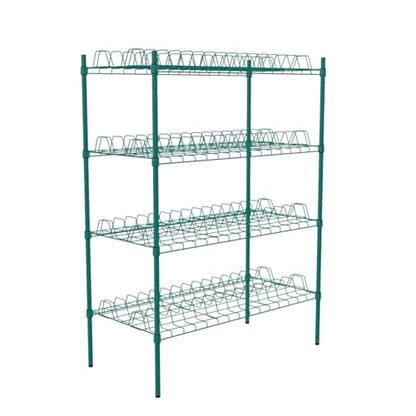 PRO&Family 24" x 48" Stationary Green Epoxy 4-Tier Commercial Drying Rack with Casters – Heavy Duty Wire Shelving for Dish Drying, Kitchen Storage & Food Service Use (3" Slots) - size: 24" x 48" Stationary