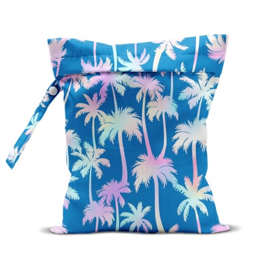 Wet Bag for Swimsuit, Beach Travel Essentials Wet Dry Bag, for Sunscreen Toiletry Dirty Clothes Yoga Gym Diaper, Friends Summer Beach Vacation Gifts. Colorful palm trees - color: Colorful Palm Trees