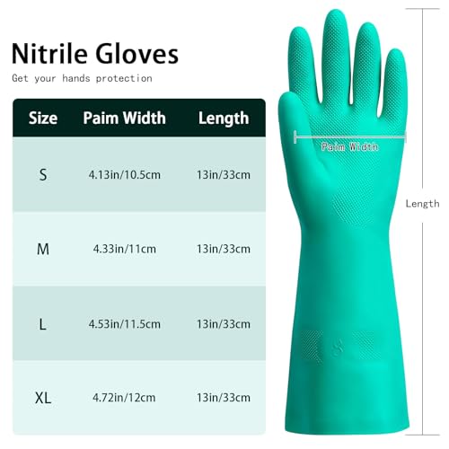 15 Mil Chemical Resistant Nitrile Gloves, Latex free Durable Cleaning Gloves, Resist Acid, Alkali, Solvent and Oil - color: 5 Pair-green, size: Medium