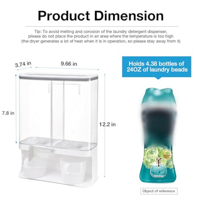 Conworld Laundry Beads Dispenser -Laundry Detergent Dispenser, Easy Access to Scented Beads, Laundry Room Organization Suitable for Laundry Beads , Laundry Powder, Rice (BPA Free ) - color: Large (105 oz)-White